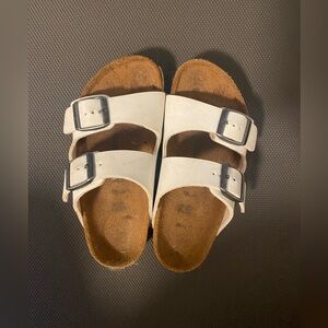 White Birkenstock Arizona Sandals Girls Size 29